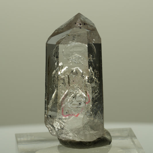 Enhydro Lemurian Phantom Rauchquarz Spitze, 1x Blase Streep Mine, Namibia 31*14*11mm #14407