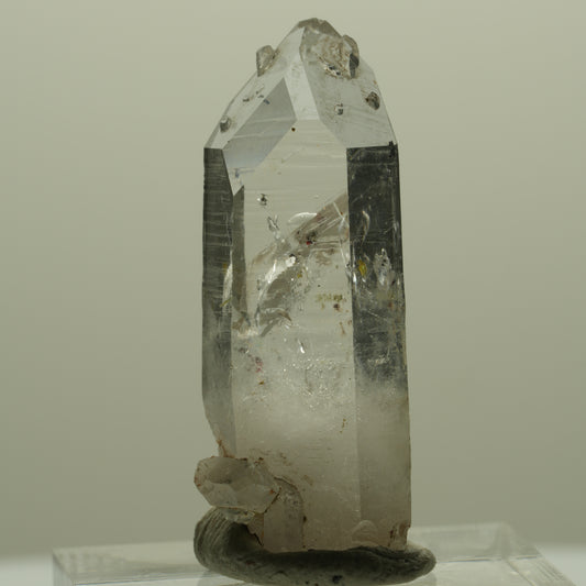 Harlekin Lemurian Skelett Quarz Spitze mit Epidot Streep Mine, Namibia 35*13*9mm #14418