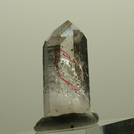 Enhydro Lemurian Hämatit Phantom Rauchquarz, 1x Blase Streep Mine, Namibia 30*13*12mm #14422