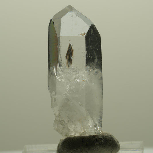 Klare Lemurian Phantom Rauchquarz Spitze Streep Mine, Goboboseb, Namibia 35*14*12mm #14424