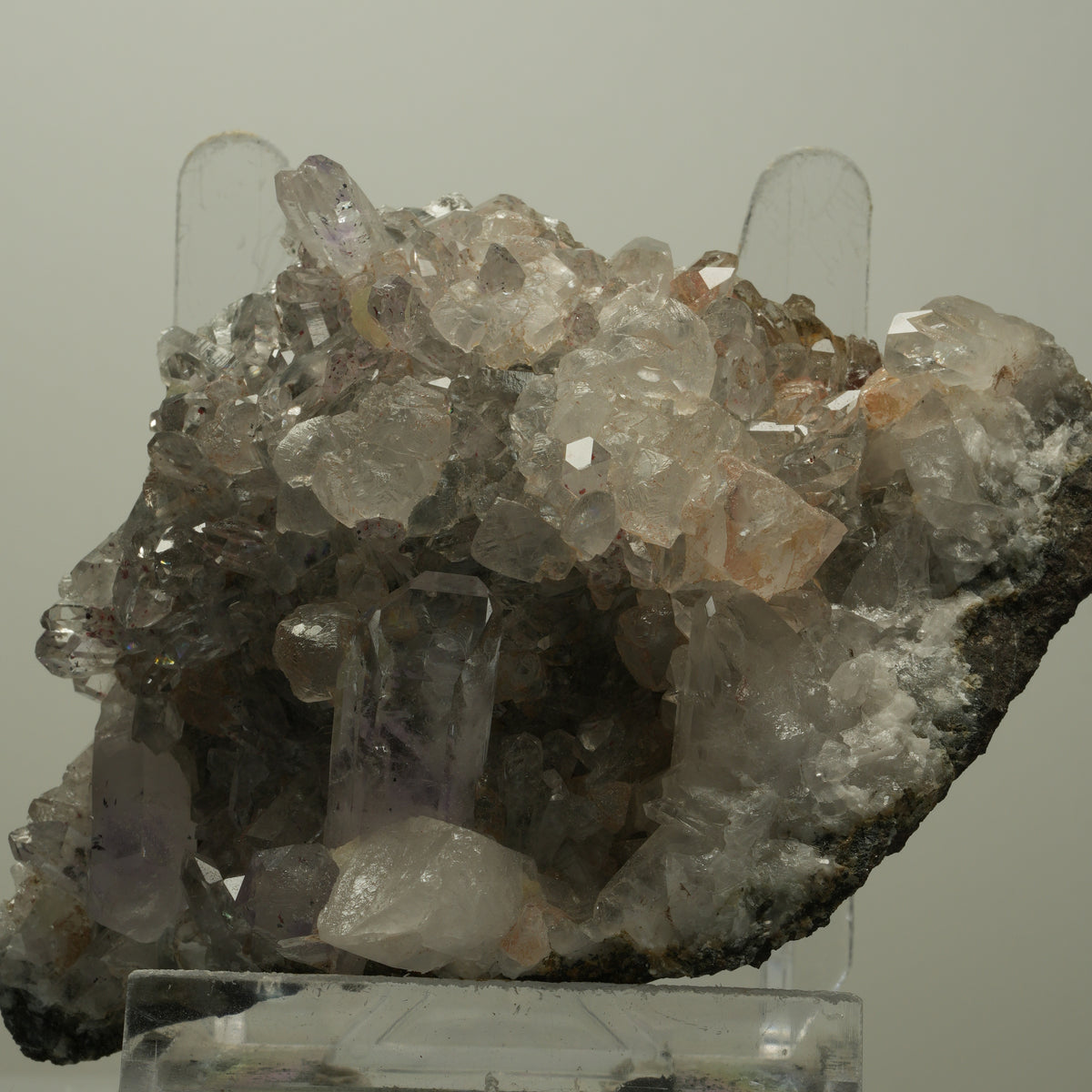 XL Harlekin Starburst Amethyst, Calcit, Prehnit auf Matrix Streep Mine Namibia 108*77*44mm #14498