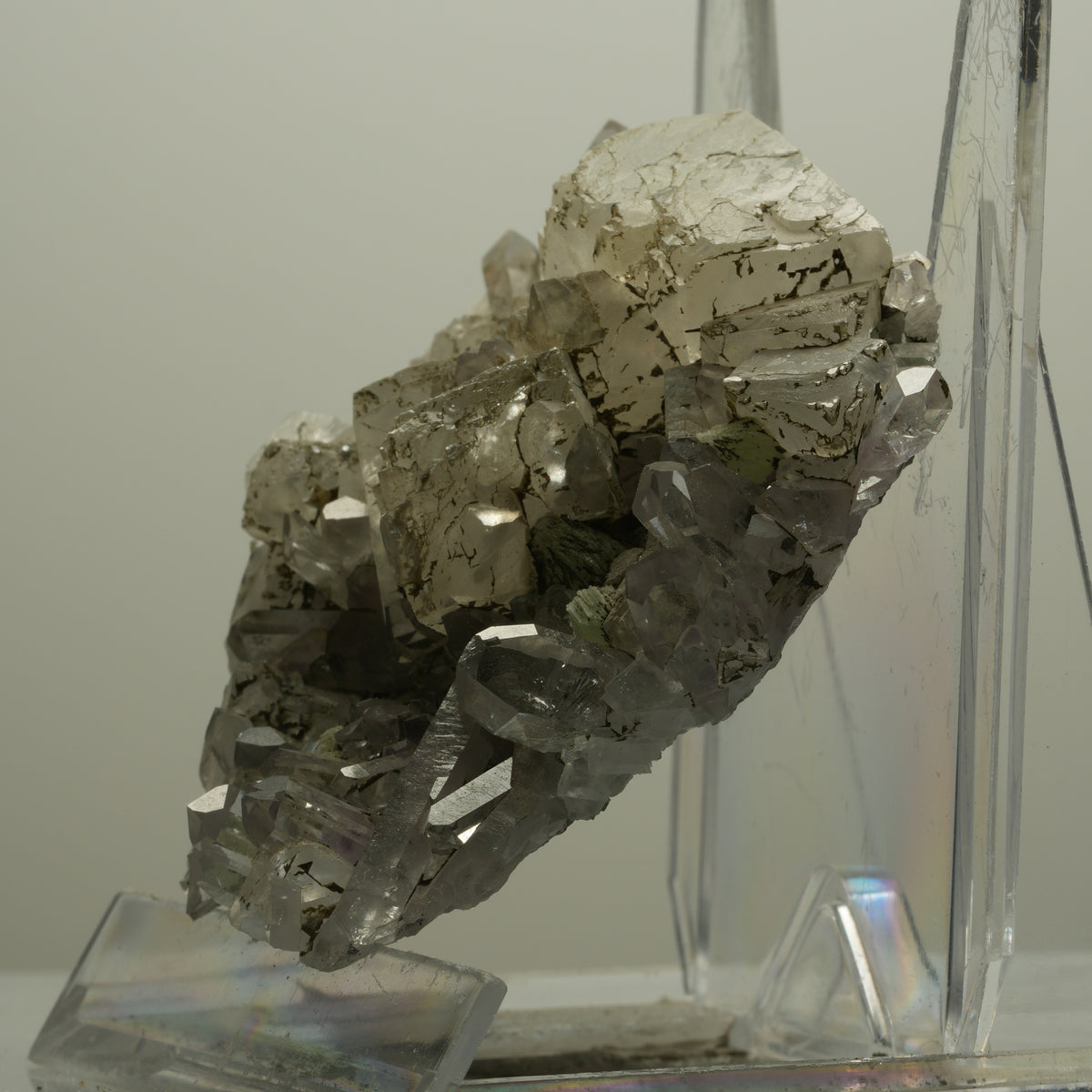 Starburst Amethyst, Calcit, Prehnit, Epidot auf Matrix Streep Mine Namibia 70*68*29mm #14501