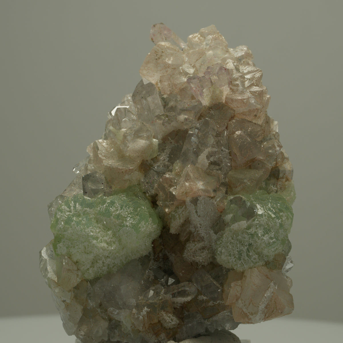 Harlekin Starburst Phantom Quarz, Calcit Prehnit auf Matrix Streep Mine Namibia 58*53*15mm #14526