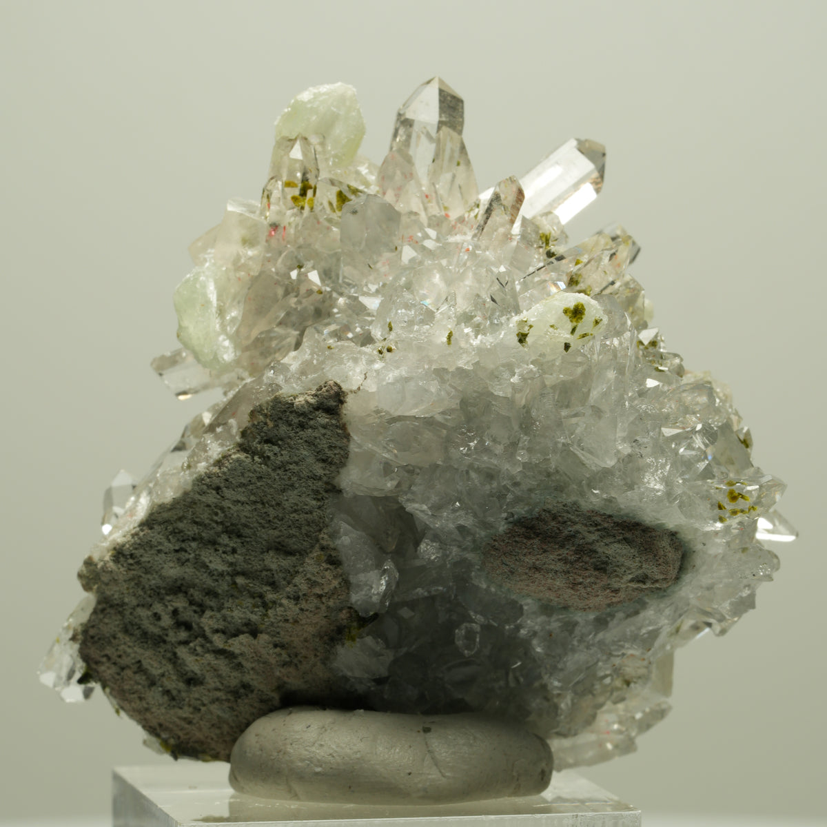 Harlekin Starburst Quarz, Prehnit, Calcit, Epidot Matrix Streep Mine, Namibia 50*50*27mm #14638