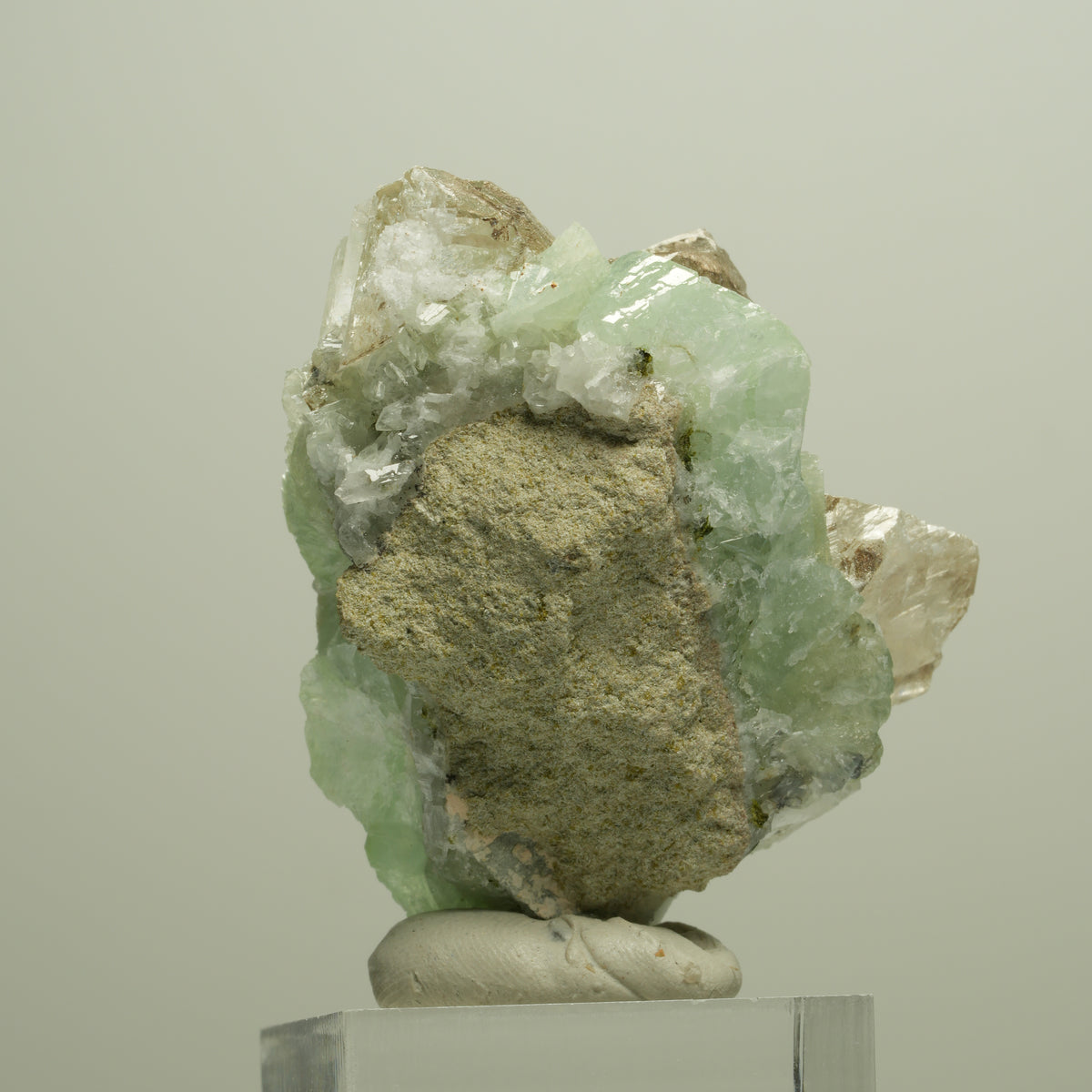 Seltene Prehnit, Epidot, Calcit Stufe Streep Mine Goboboseb Namibia 50*40*24mm #14653