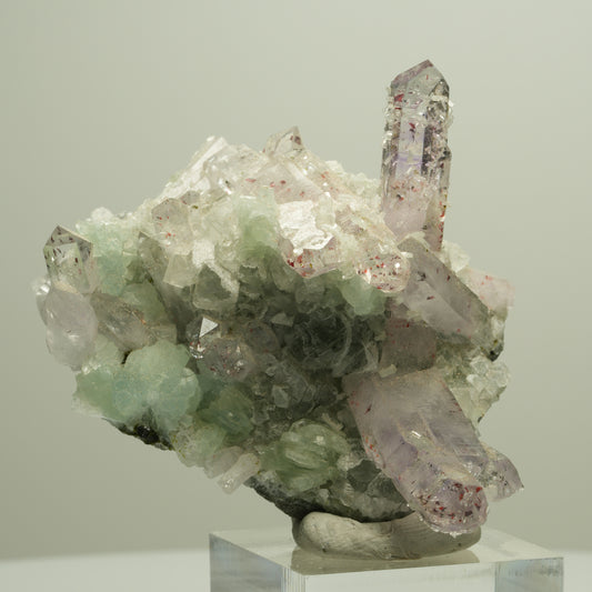 Harlekin Amethyst, Prehnit, Analcim, Epidot, Calcit, Matrix Streep Mine Namibia 65*54*37mm #14668