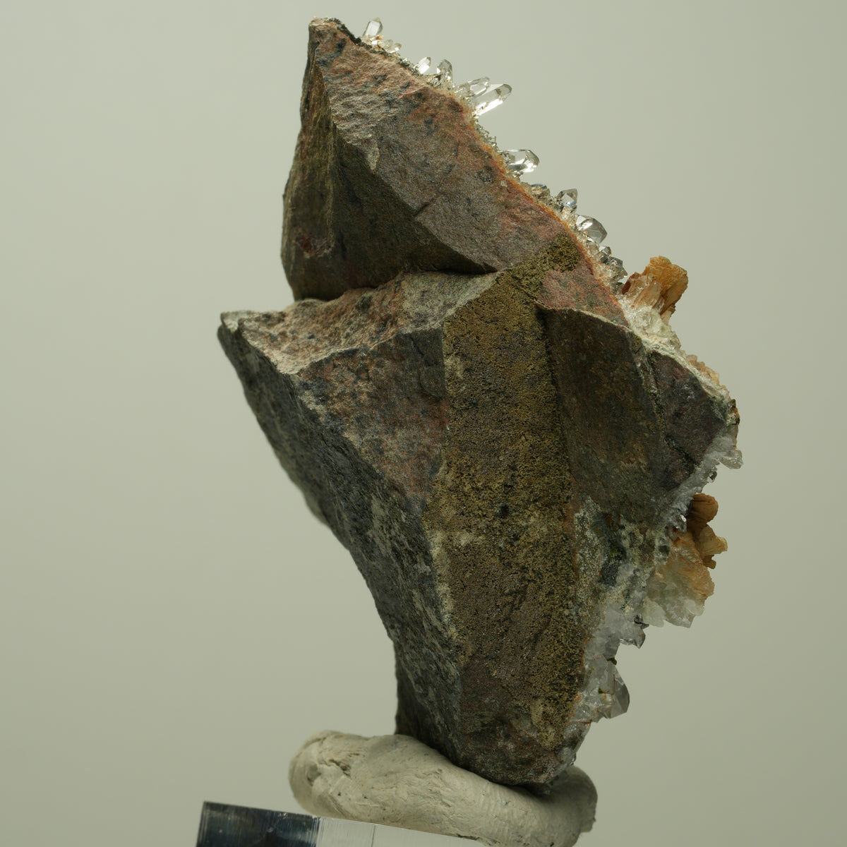 Harlekin Starburst Quarz, Prehnit, Calcit, Epidot, Hämatit, Malachit Streep Mine, Namibia 68*63*30mm #14695