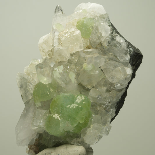 Harlekin Starburst Quarz, Prehnit, Calcit, Epidot, Matrix Streep Mine, Namibia 83*54*35mm #14703