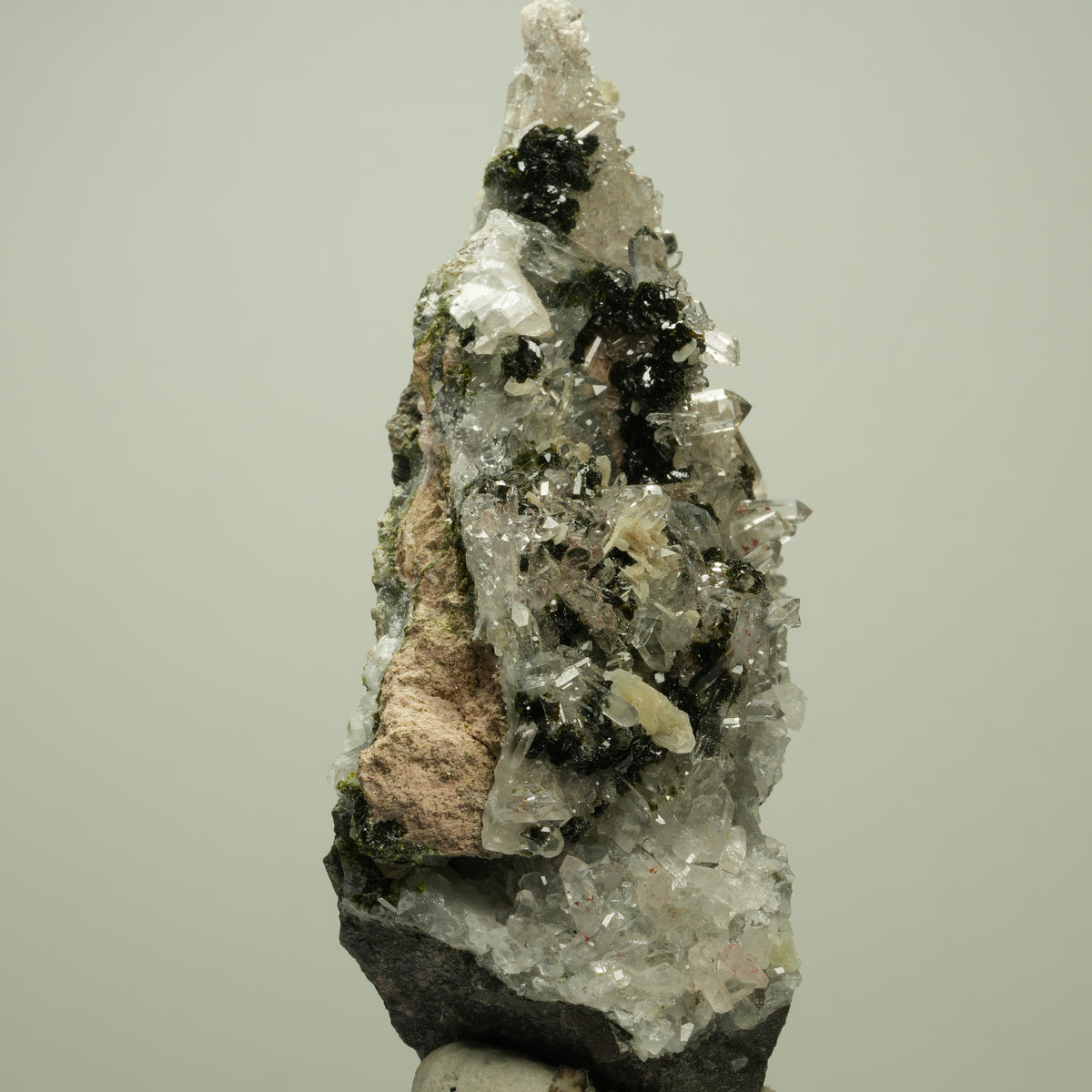 Harlekin Starburst Quarz, Prehnit, Calcit, Epidot, Matrix Streep Mine, Namibia 98*52*36mm #14705