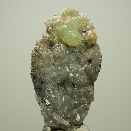 Harlekin Starburst Quarz, Prehnit, Analcim, Epidot, Matrix Streep Mine, Namibia 84*42*40mm #14711