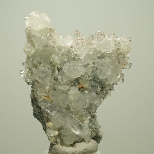 Harlekin Starburst Quarz, Prehnit, Analcim, Epidot, Calcit Streep Mine, Namibia 79*64*43mm #14712