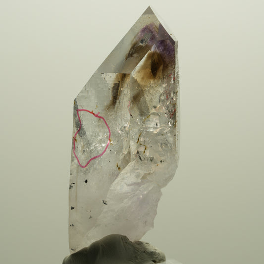 Enhydro Harlekin Lemurian Phantom Amethyst Analcim 2x Blase Streep Mine Namibia 63*30*21mm #14740