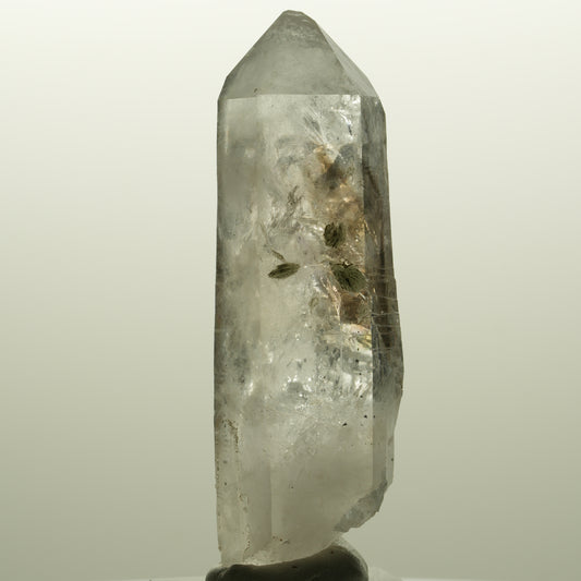 Skelett Phantom Rauchquarz mit Prehnit, Hämatit Streep Mine Goboboseb, Namibia 71*21*21mm #14750