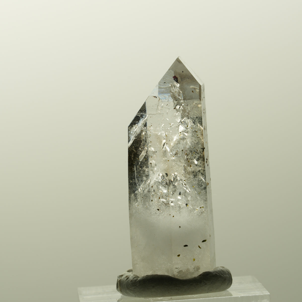 Enhydro Harlekin Lemurian Phantom Rauchquarz, Prehnit Streep Mine, Namibia 37*16*13mm #14831