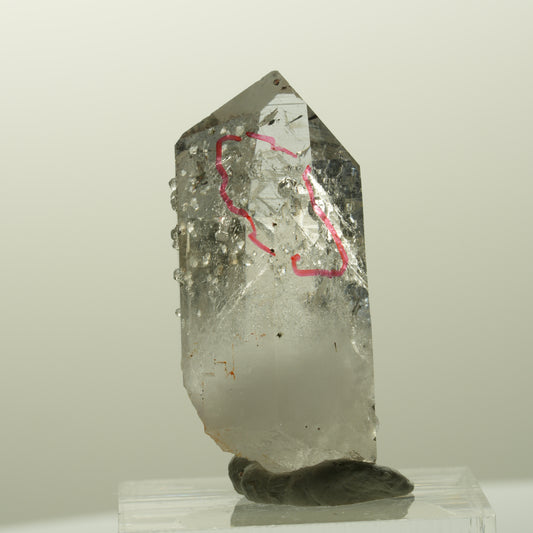 Enhydro Harlekin Phantom Rauchquarz, Analcim, große Blase Streep Mine, Namibia 35*19*14mm #14843