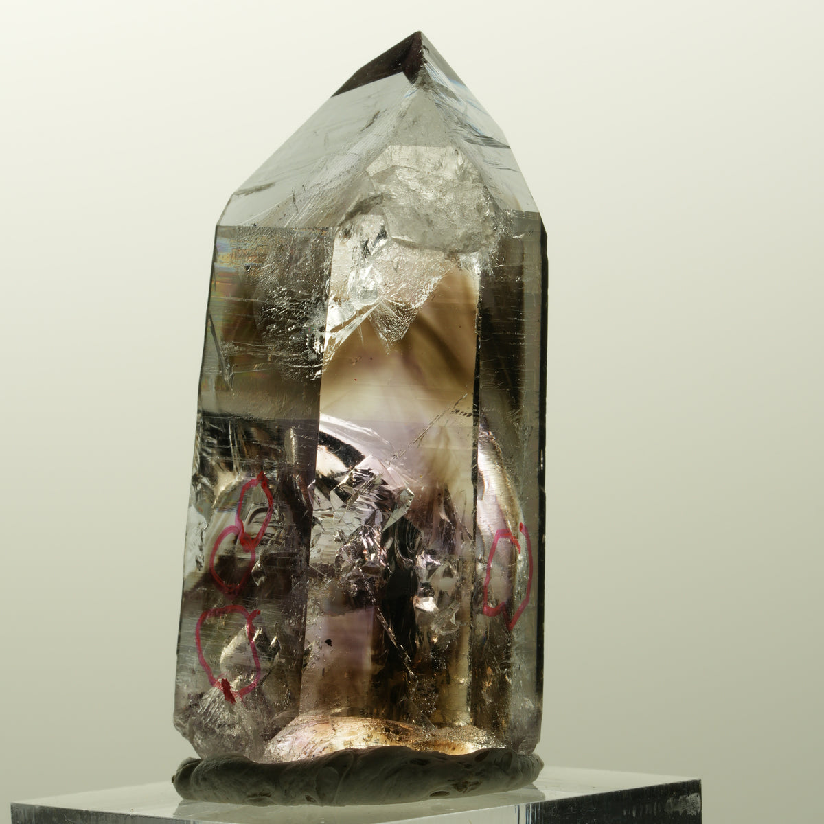Enhydro Lemurian Phantom Amethyst, Hämatit, 4x Blase Streep Mine Namibia 47*23*20mm #14854
