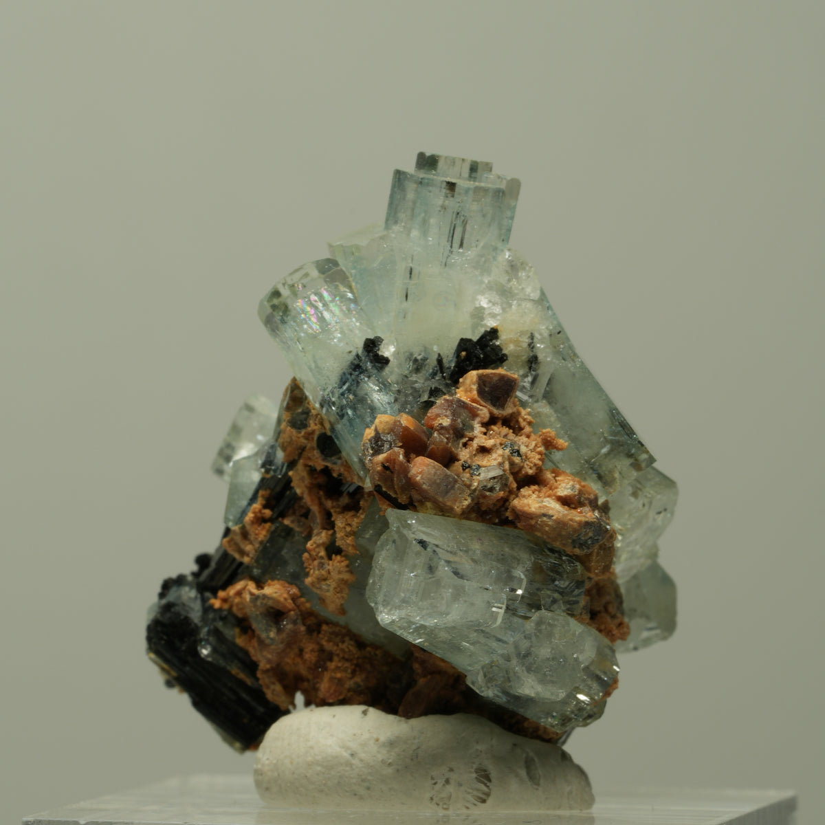Aquamarin, Schörl Turmalin, Orthoklas, Muskovit Stufe Erongo, Namibia 32*27*22mm #14895