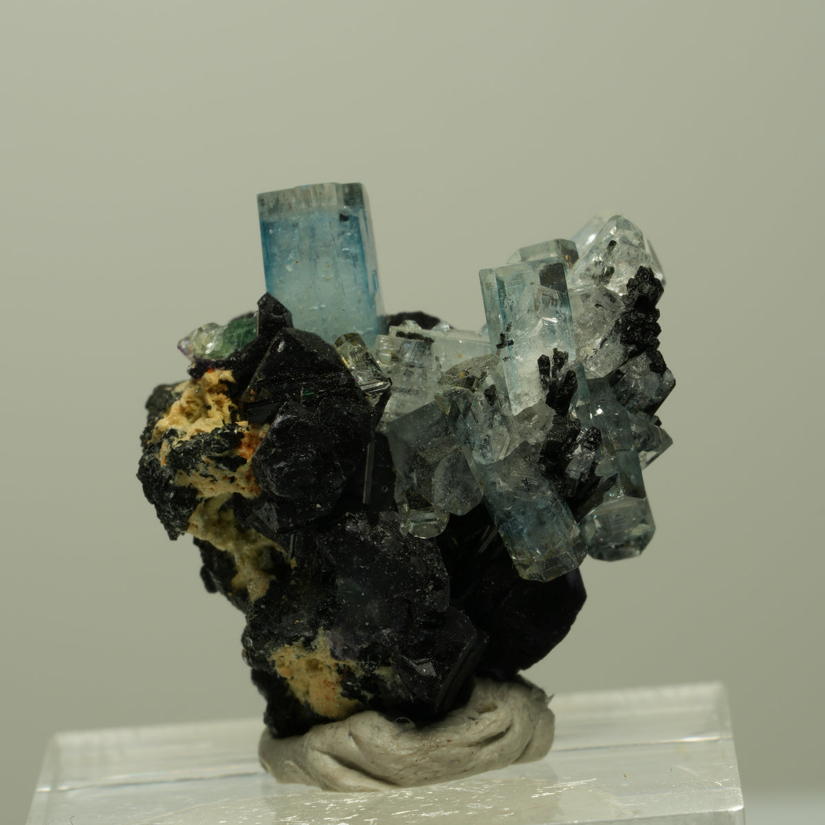 Aquamarin, Fluorit, Schörl Turmalin, Orthoklas Stufe Erongo, Namibia 26*19*25mm #14902