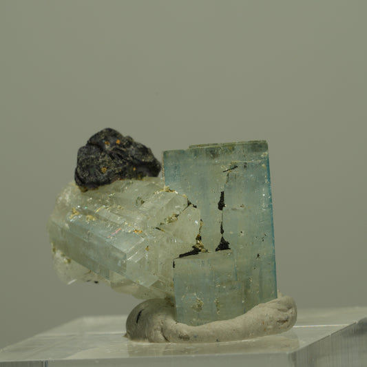Aquamarin, Fluorit, Schörl Turmalin, Muskovit Stufe Erongo, Namibia 23*17*15mm #14947