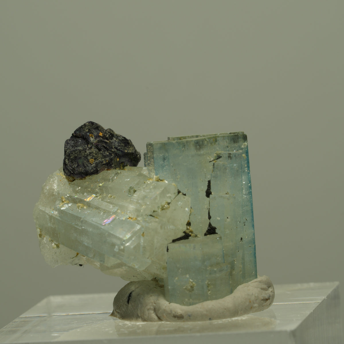 Aquamarin, Fluorit, Schörl Turmalin, Muskovit Stufe Erongo, Namibia 23*17*15mm #14947