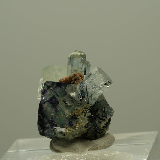 Aquamarin, Fluorit, Schörl Turmalin, Muskovit Stufe Erongo, Namibia 18*18*13mm #14951
