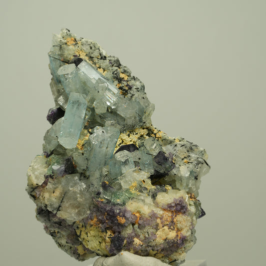Aquamarin, Fluorit, Schörl Turmalin, Orthoklas Stufe Erongo, Namibia 64*42*33mm #14960