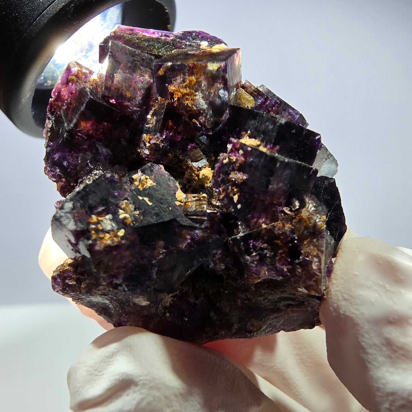 Rare spécimen de cube de fluorite fantôme, vert-violet, Okorusu, Namibie, 41 x 34 x 24 mm
