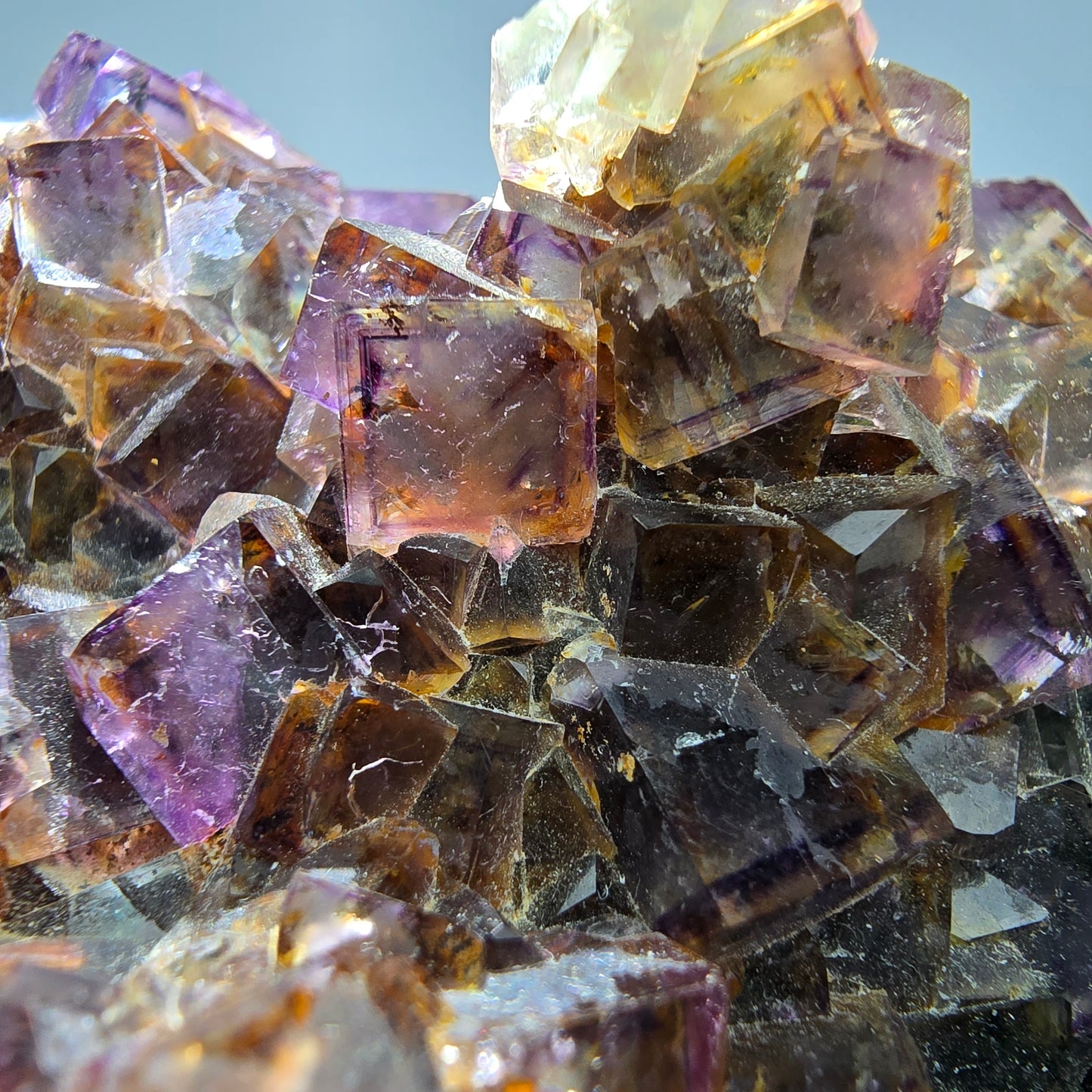 Bunte Phantom Fluorit Würfel Stufe grün lila gelb Okorusu, Namibia 104*77*37mm
