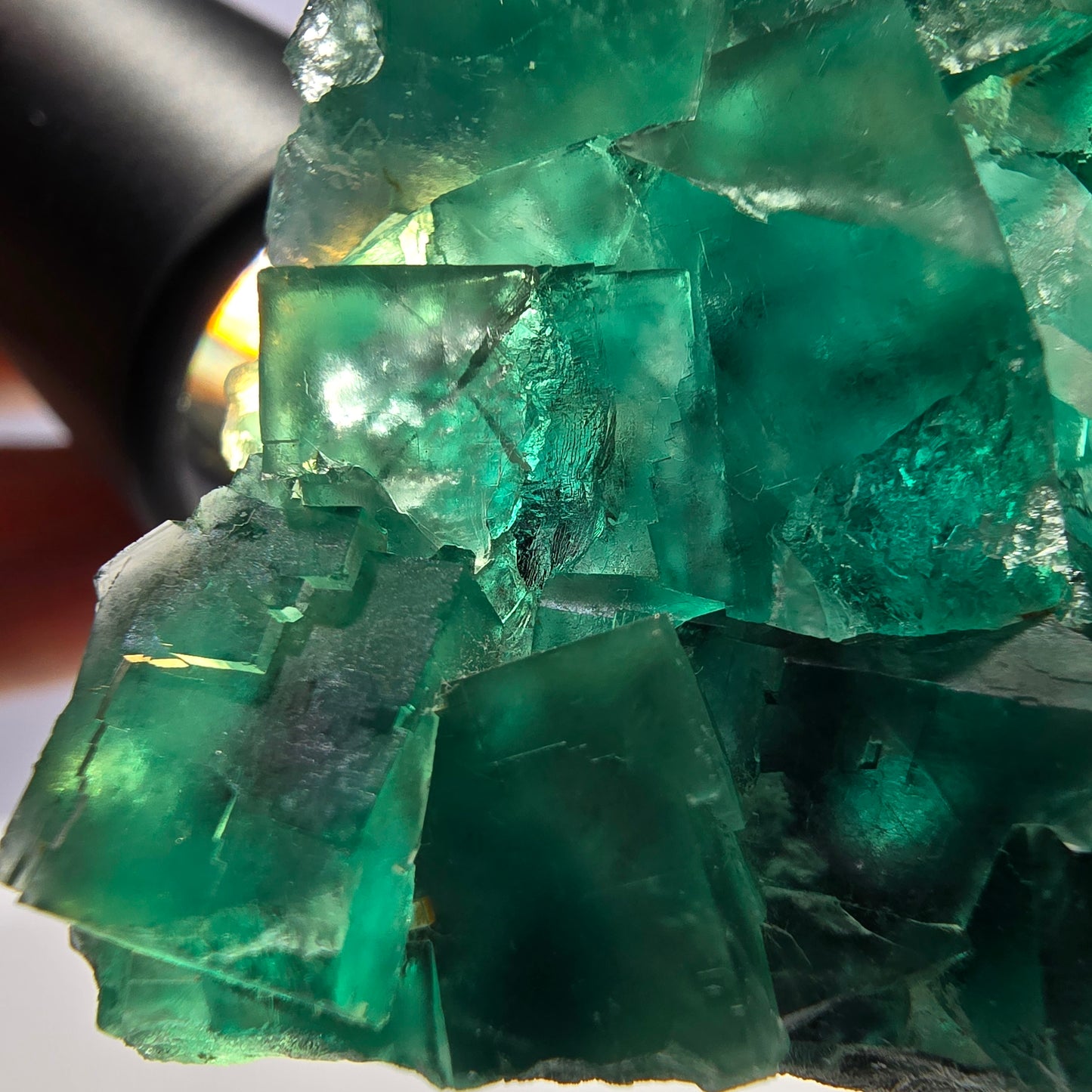 Cube de fluorite fantôme parqueté vert violet Okorusu Namibie 60*54*15mm