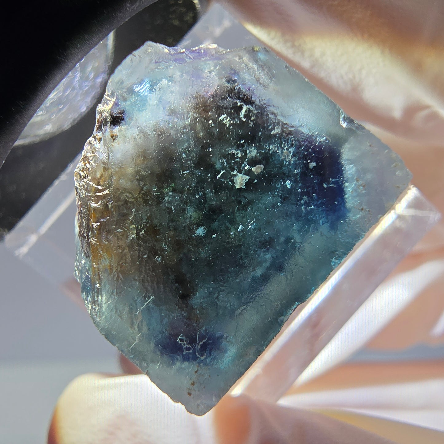 Phantom Fluorite cube parquetted, green purple Okorusu, Namibia 18*18*17mm