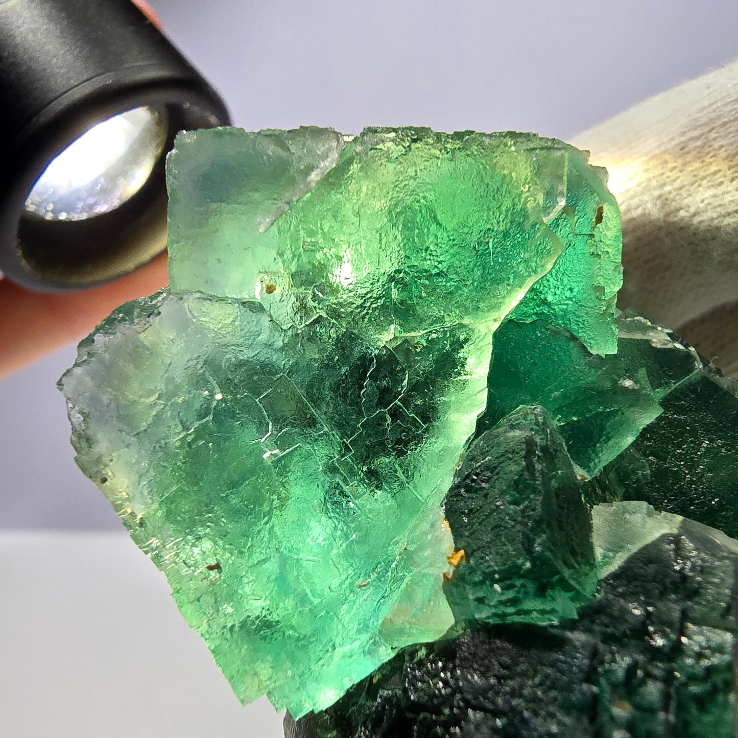 Large Phantom Fluorite Cube Stepped Green Okorusu Namibia 89*67*47mm