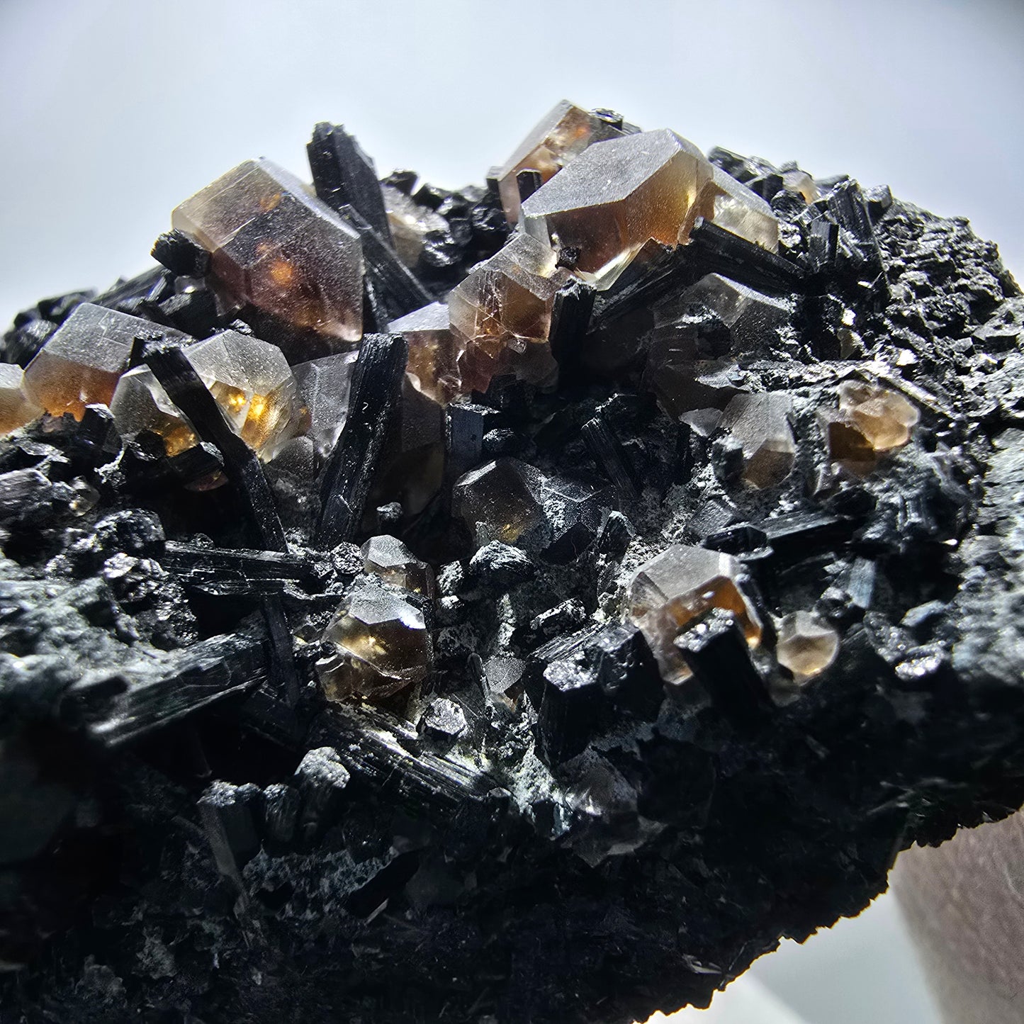Phantom Fluorite Cube Brown, Schorl Tourmaline Specimen Erongo, Namibia 81*49*36mm