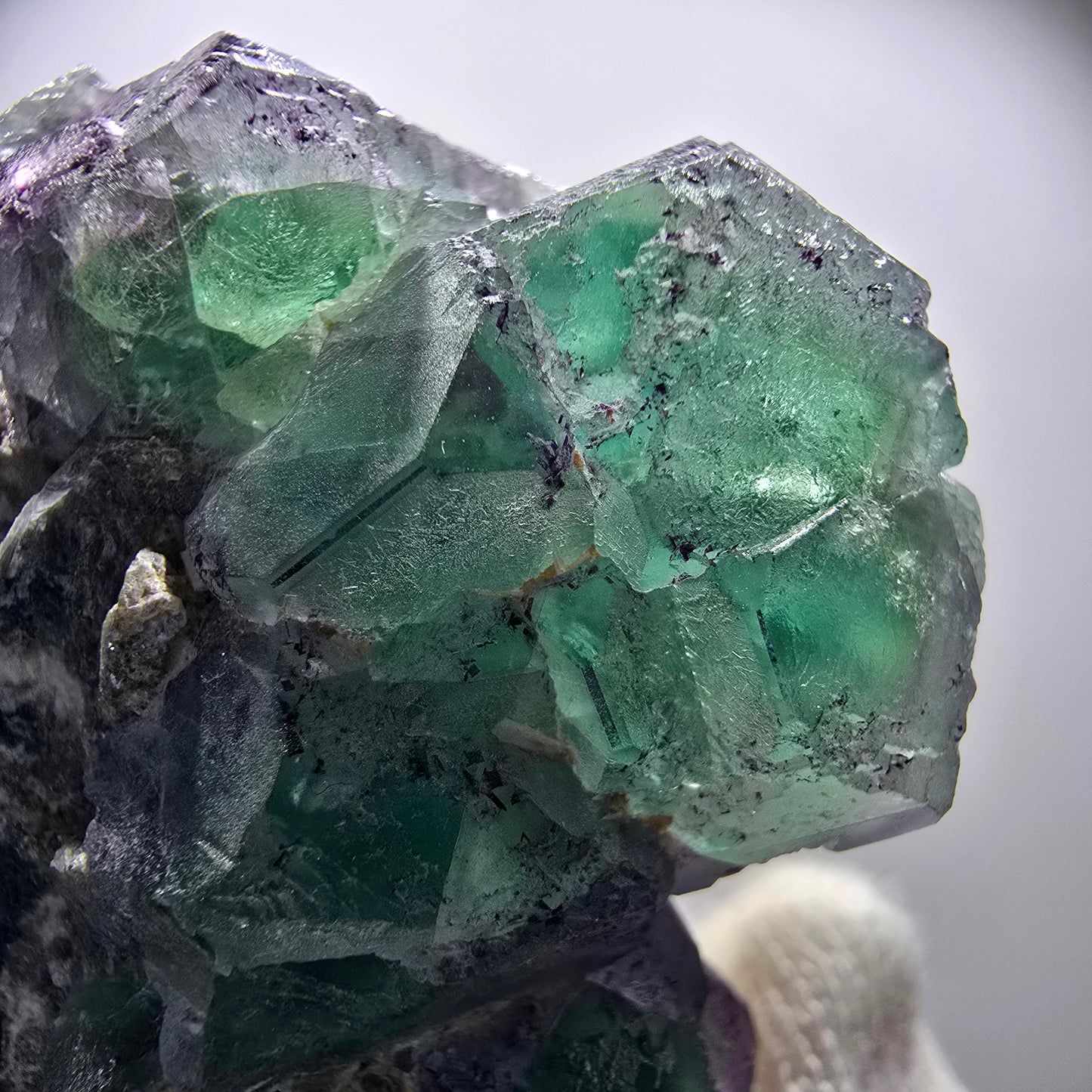 Phantom Fluorite zonal, Muscovite, Schorl Tourmaline specimen Erongo Namibia 62*48*33mm