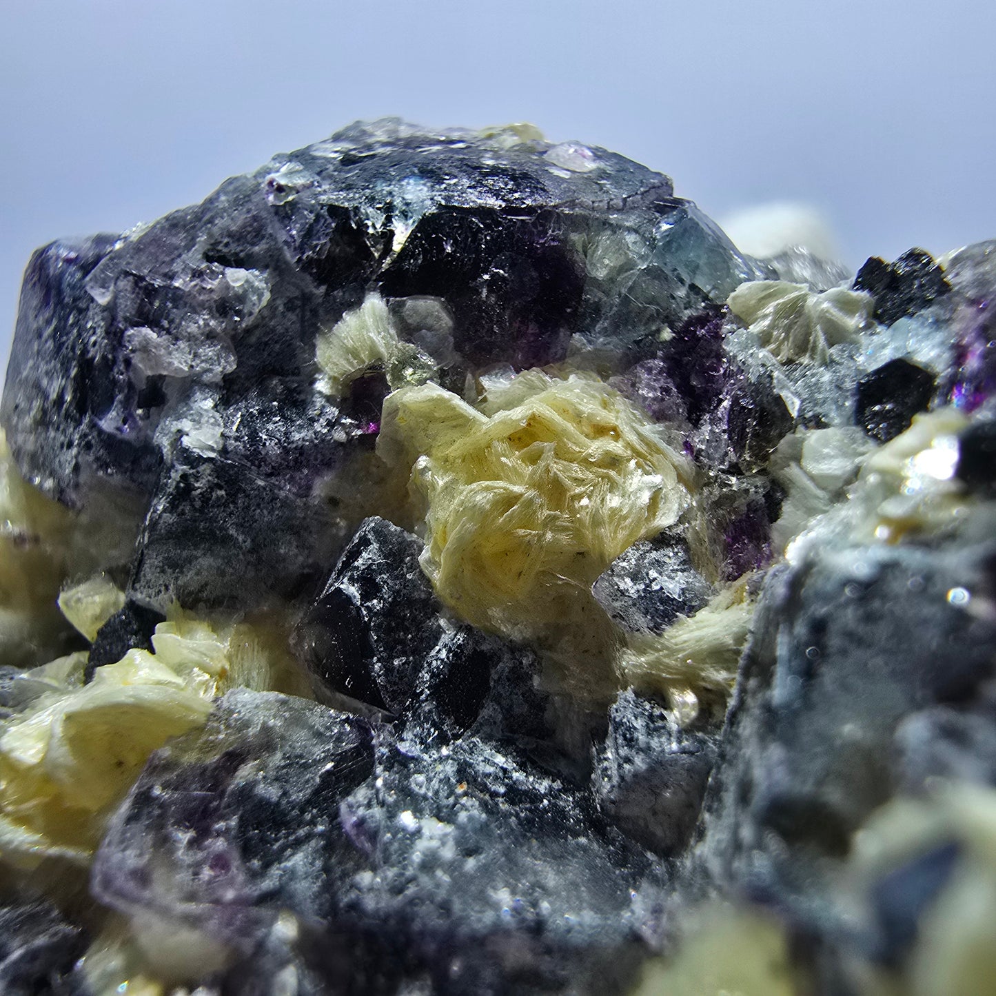 Colorful Phantom Fluorite Cubes Schorl Tourmaline Muscovite Erongo, Namibia 60*45*31mm