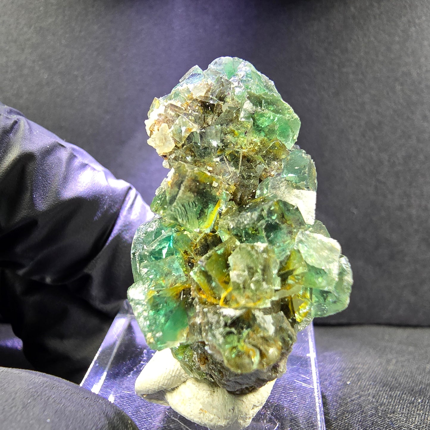 Seltene klare Fluorit XX Würfel Stufe mit Einschlüssen 37*28*20mm aus Okorusu, Namibia