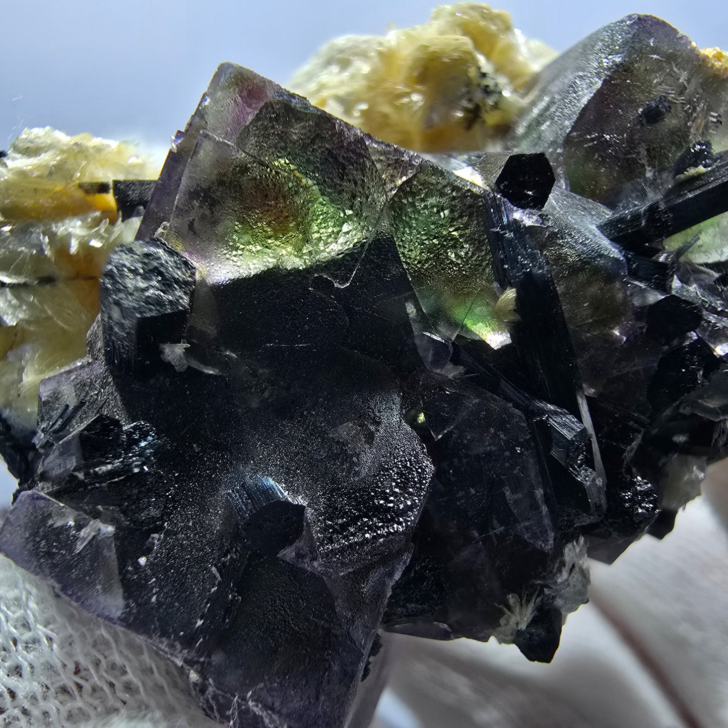 Colorful Phantom Fluorite Cubes Schorl Tourmaline Muscovite Erongo, Namibia 52*50*35mm