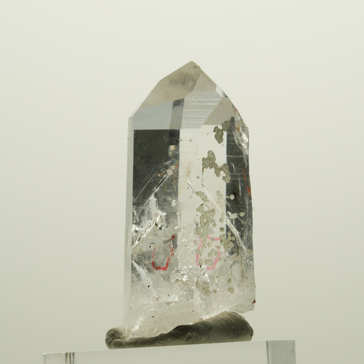 Enhydro Quartz fumé fantôme Lemurien, Analcime, Hématiite Streep Mine Namibie 39*20*15mm #15063