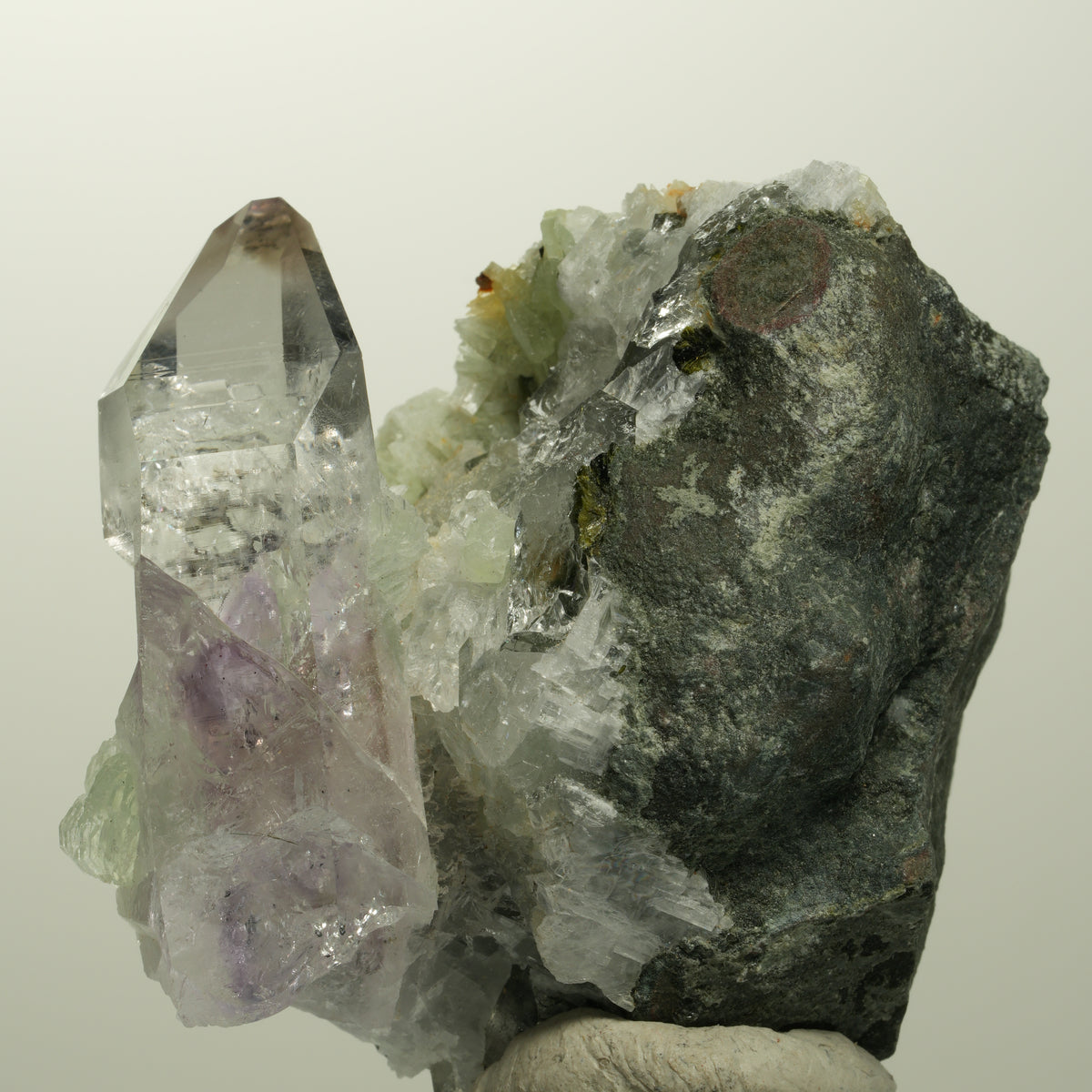 Lemurian Phantom Amethyst, Prehnit, Epidot, Calcit, Matrix Streep Mine, Namibia 52*53*35mm #15107