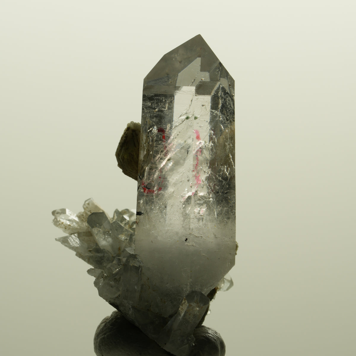 Enhydro Lemurian Phantom Rauchquarz mit Prehnit, 1x Blase Streep Mine, Namibia 47*35*24mm #15138