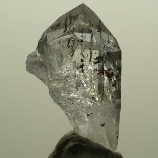 Harlekin Lemurian Skelett Phantom Amethyst, Analcim, Epidot Streep Mine Namibia 41*24*20mm #15173