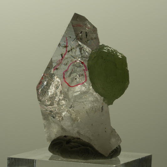 Enhydro Harlekin Phantom Amethyst, Prehnit, Epidot, Analcim, 2x Blase (große) Streep Mine, Namibia 39*28*22mm #15180