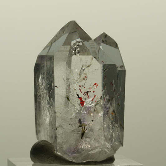 Harlekin Lemurian Phantom Amethyst mit Epidot, Prehnit Streep Mine, Namibia 33*23*18mm #15187