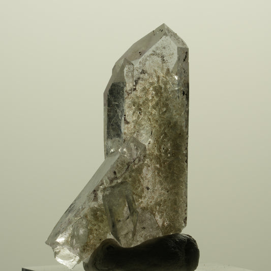 Harlekin Lemurian Phantom Amethyst mit Prehnit Streep Mine, Namibia 40*23*16mm #15225