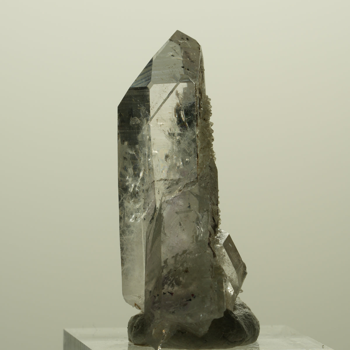 Harlekin Lemurian Phantom Amethyst mit Prehnit Streep Mine, Namibia 40*23*16mm #15225