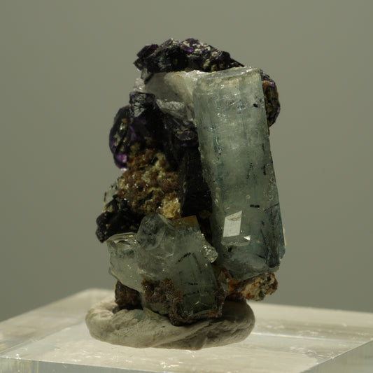 Aquamarin, Fluorit, Schörl Turmalin, Muskovit Stufe Erongo, Namibia 24*16*16mm #15286