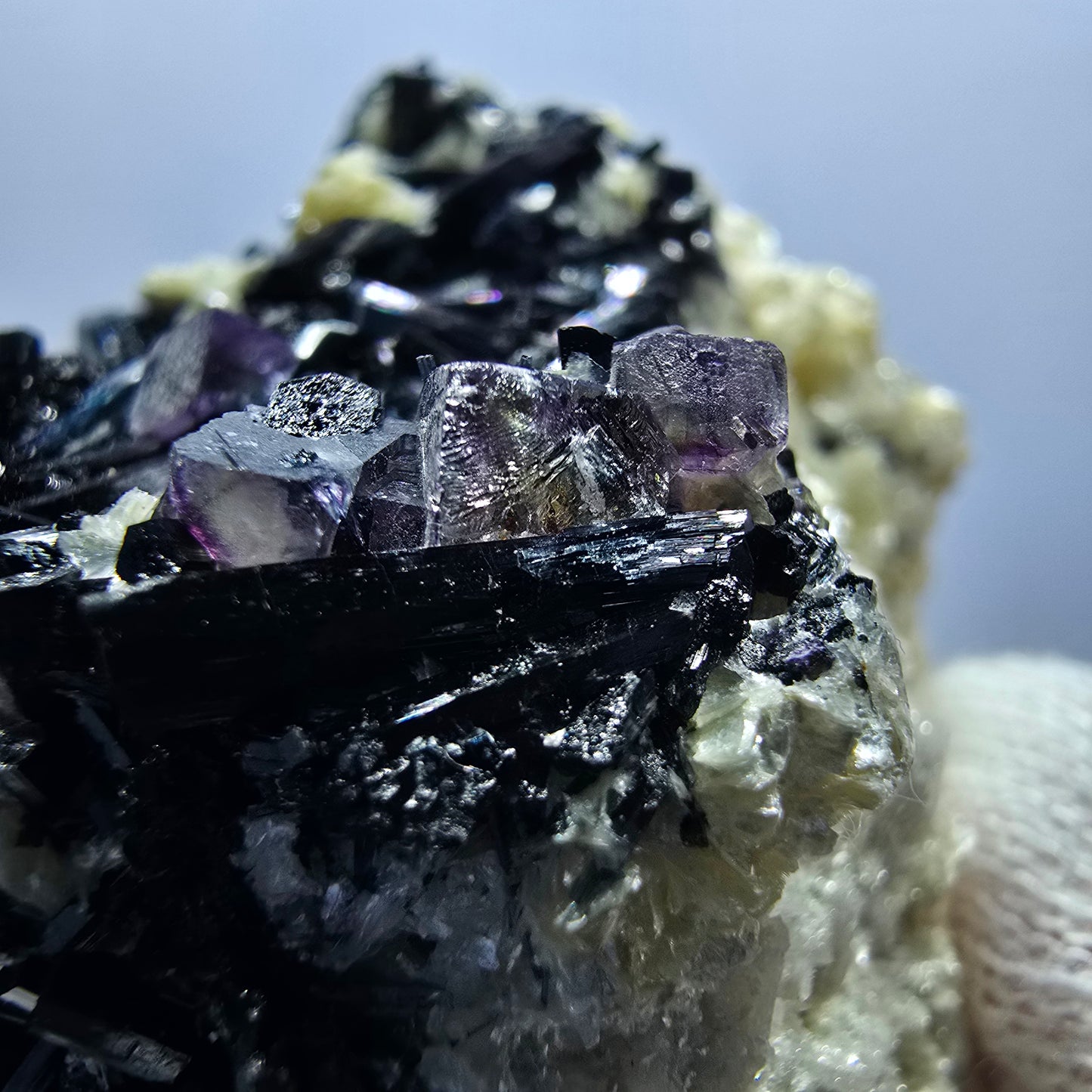 Colorful Phantom Fluorite Cubes Schorl Tourmaline Muscovite Erongo, Namibia 60*52*41mm