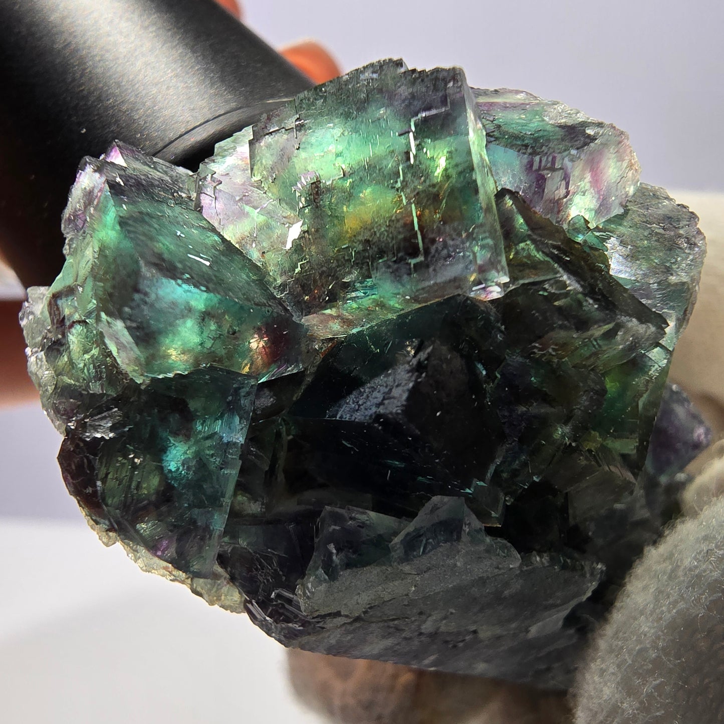 Rare Phantom Fluorite Cube Specimen, green purple Okorusu Namibia 80*24*32mm