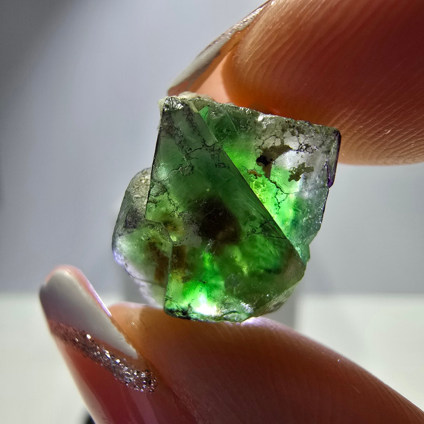 Lot de 16 fluorites fantômes, hyalites, tourmalines Schörl, muscovites, Erongo, Namibie