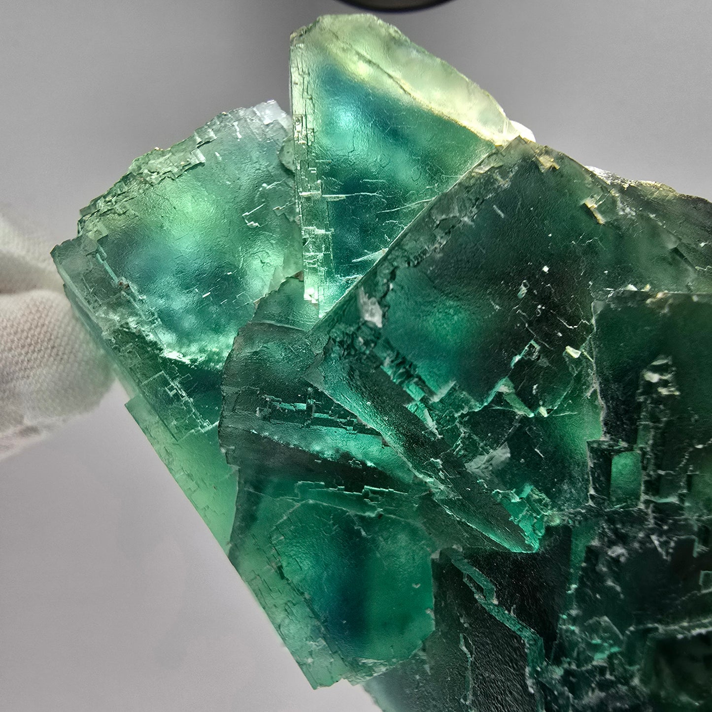 Große Phantom Fluorit Würfel Stufe grün parkettiert Okorusu, Namibia 81*68*35mm