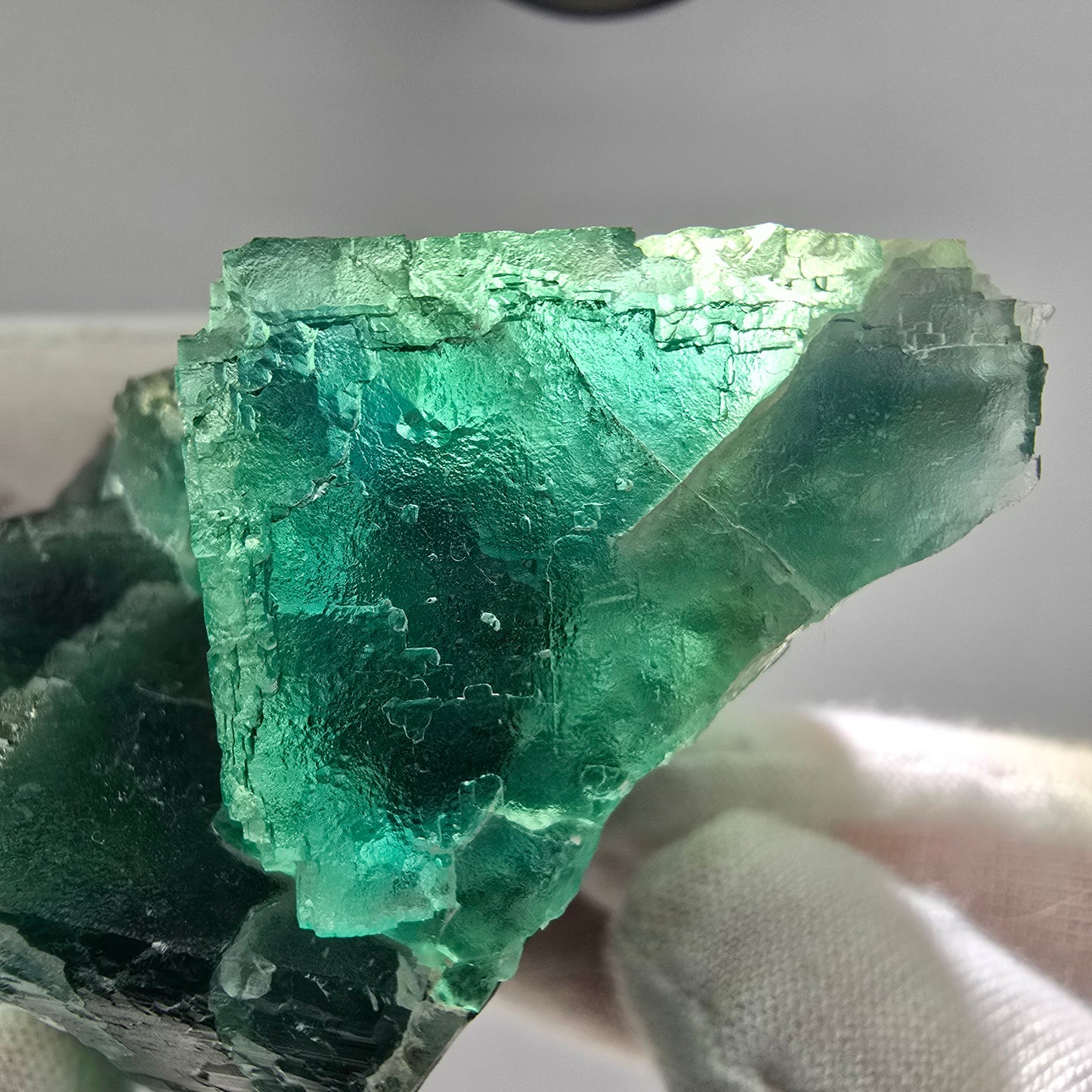 Große Phantom Fluorit Würfel Stufe grün parkettiert Okorusu, Namibia 81*68*35mm